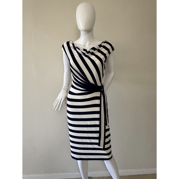 Lauren Ralph Lauren Dresses & Skirts - Ralph Lauren Striped Sheath Dress Side Tie‎ Navy White Size 4